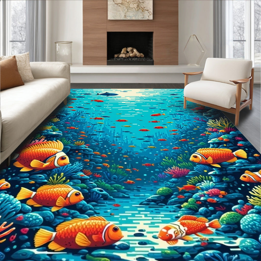Underwater Coral Reef Scene Rug