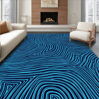 Abstract Blue Wavy Lines Pattern Rug
