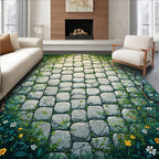 Enchanting Stone Wall Garden Pattern Rug