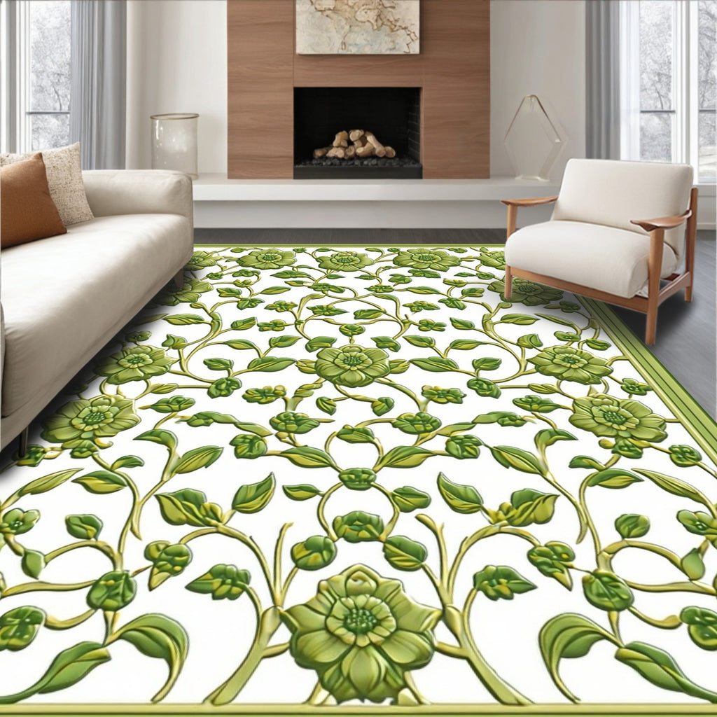 Embossed Floral Vine Pattern Rug