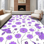 Purple Bird Flower Musical Pattern Rug
