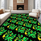 Abstract Green Yellow Floral Pattern Rug