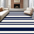 Classic Navy White Stripe Pattern Rug