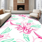 Pink Teal Floral Swirls Pattern Rug