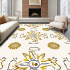 Ornate Golden Floral Pattern Rug
