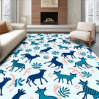 Woodland Creatures And Plants Design Rug