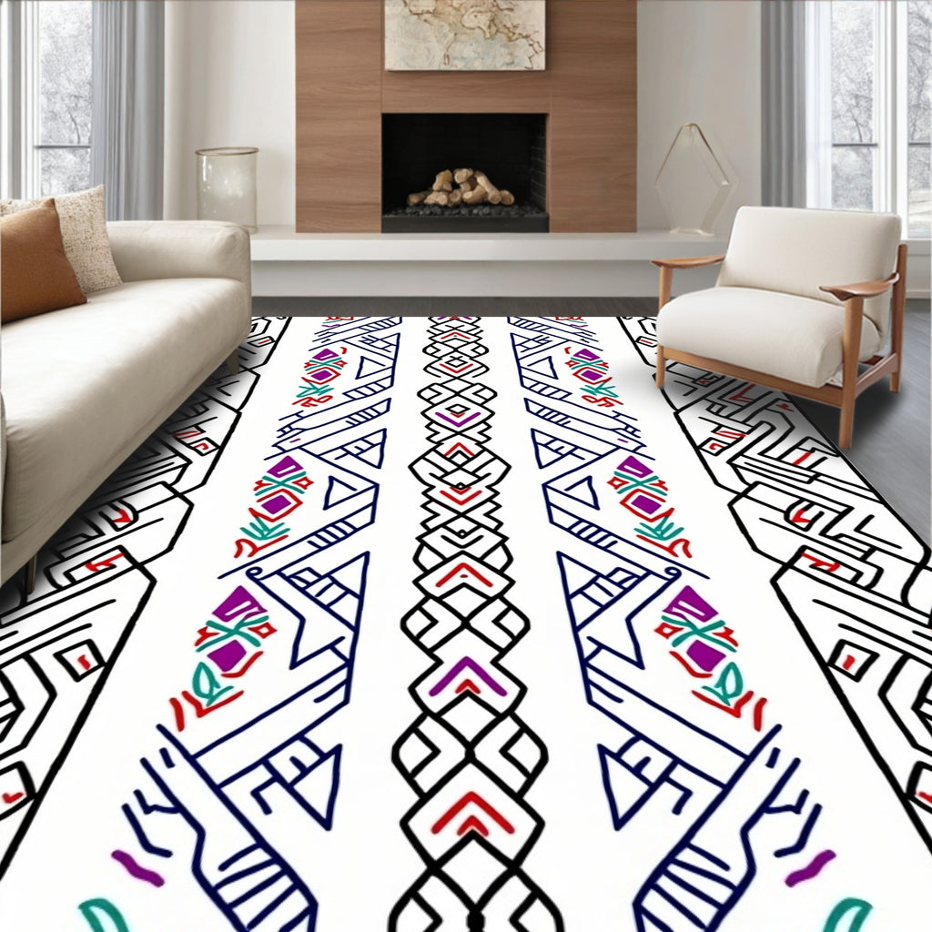 Bold Geometric Stripe Pattern Design Rug