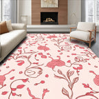 Pink Floral Vines Pattern Rug