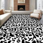 Abstract Black And White Spots Rug