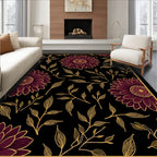 Maroon Floral Branches Pattern Rug