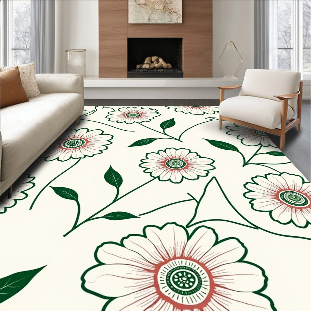 Whimsical Floral Garden Pattern Rug