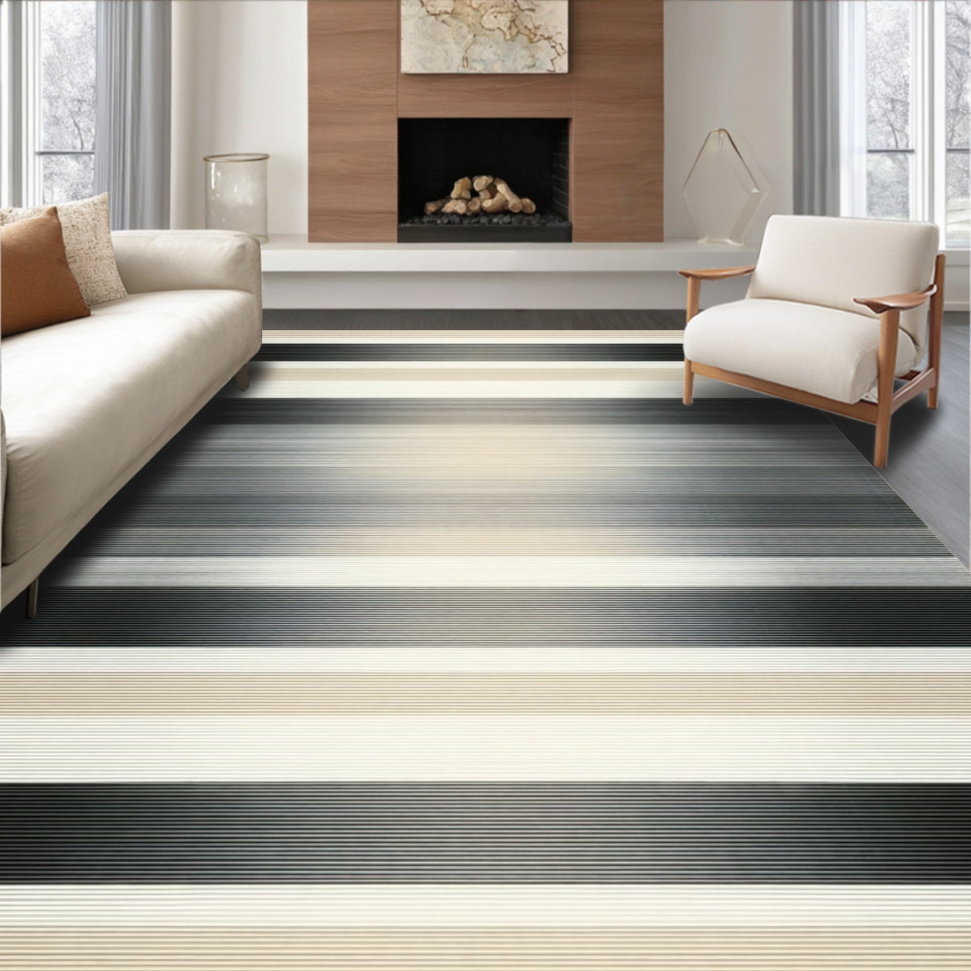 Monochromatic Gradient Stripe Linear Design Rug
