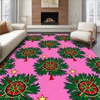 Pink Green Red Star Medallion Rug