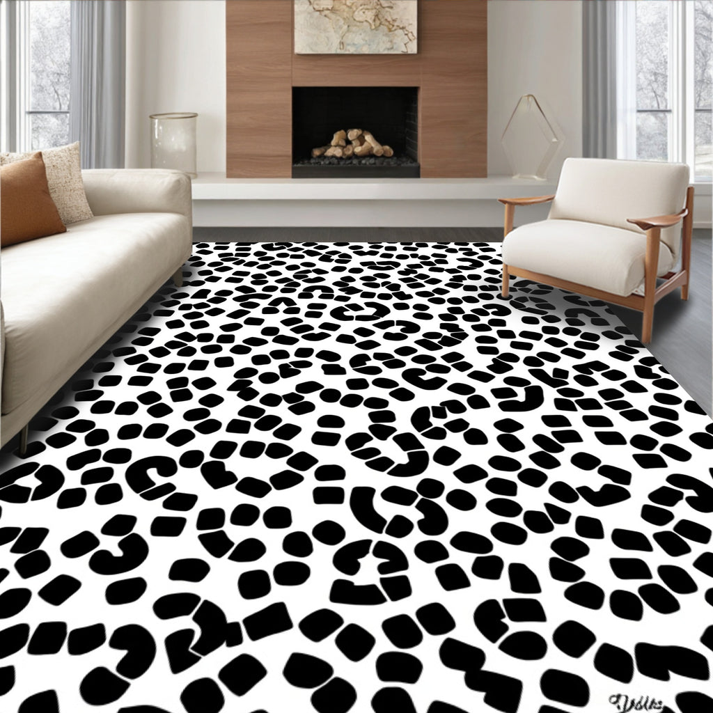 Abstract Black Spots Pattern Design Rug