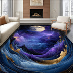 Cosmic Moonlit Galaxy Waves Rug