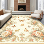 Floral Butterfly Scrollwork Pattern Rug