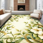 Elegant Floral Leaf Border Design Rug