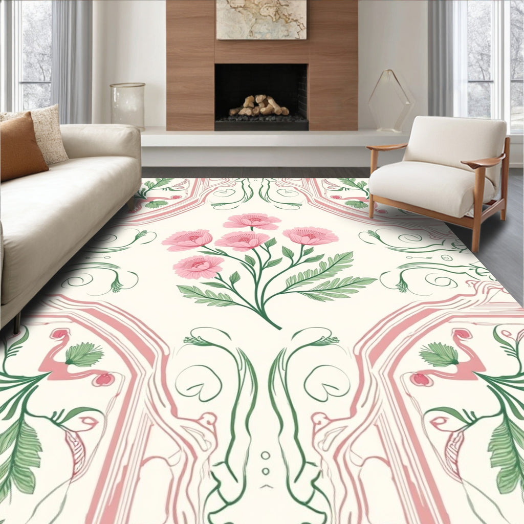Whimsical Floral Swirls Pattern Rug