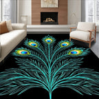 Turquoise Peacock Feather Pattern Design Rug