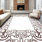 Ornate Abstract Paisley Border Design Rug