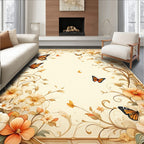 Charming Floral Butterfly Pattern Rug