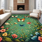 Whimsical Butterfly and Floral Garden Rug
