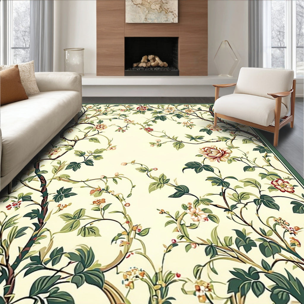 Vineyard Floral Garden Botanical Pattern Rug