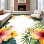 Tropical Hibiscus Floral Pattern Rug