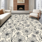 Drawn Floral Pattern Design Rug