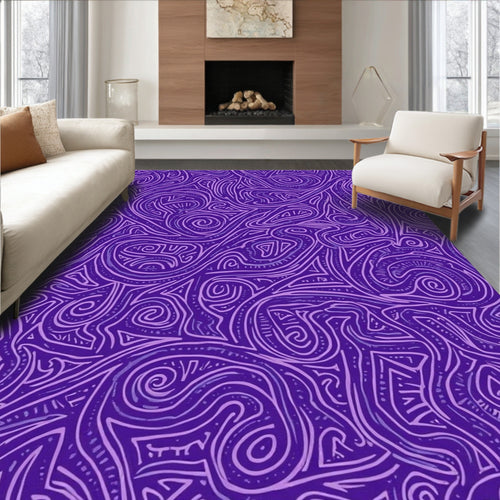 Abstract Deep Purple Swirls Rug