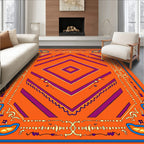 Bold Geometric Diamond Border Design Rug