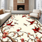 Floral Birds Nature Inspired Pattern Rug