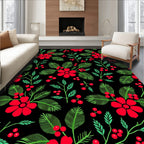 Bold Red Floral Berry Garland Rug
