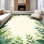 Lush Greenery Watercolor Leaf Pattern Rug
