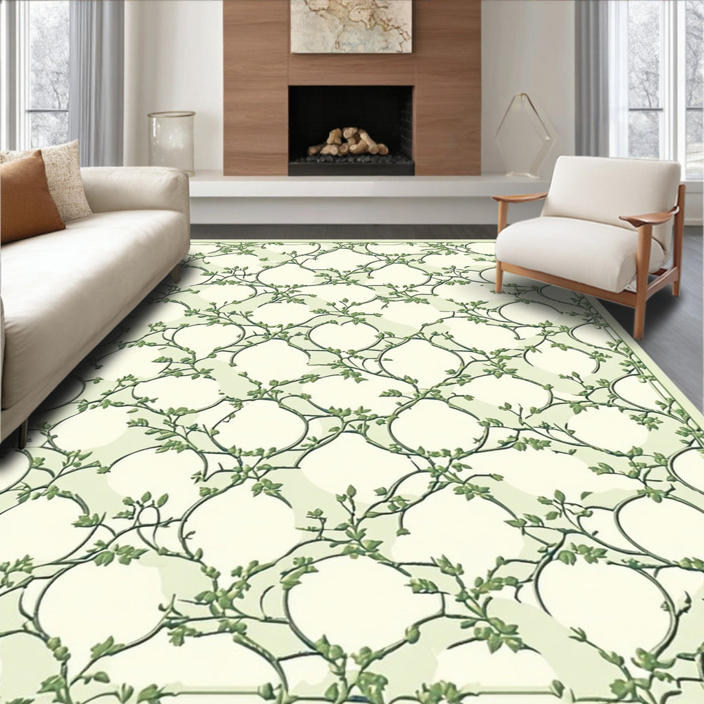Green Vine Lattice Pattern Rug