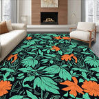 Vibrant Floral Leaf Pattern Design Rug