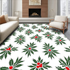 Christmas Holly Berry Foliage Rug