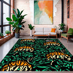 Bold Tiger And Leaf Pattern Rug