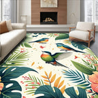 Tropical Birds Hibiscus Floral Pattern Rug