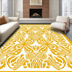 Golden Floral Art Deco Pattern Rug