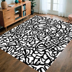 Intricate Black White Intertwined Pattern Rug