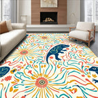 Dinosaur Floral Abstract Art Rug