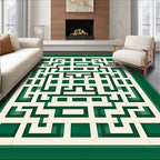 Green Cream Geometric Lattice Rug
