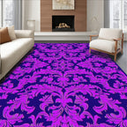 Elegant Violet Floral Damask Pattern Rug