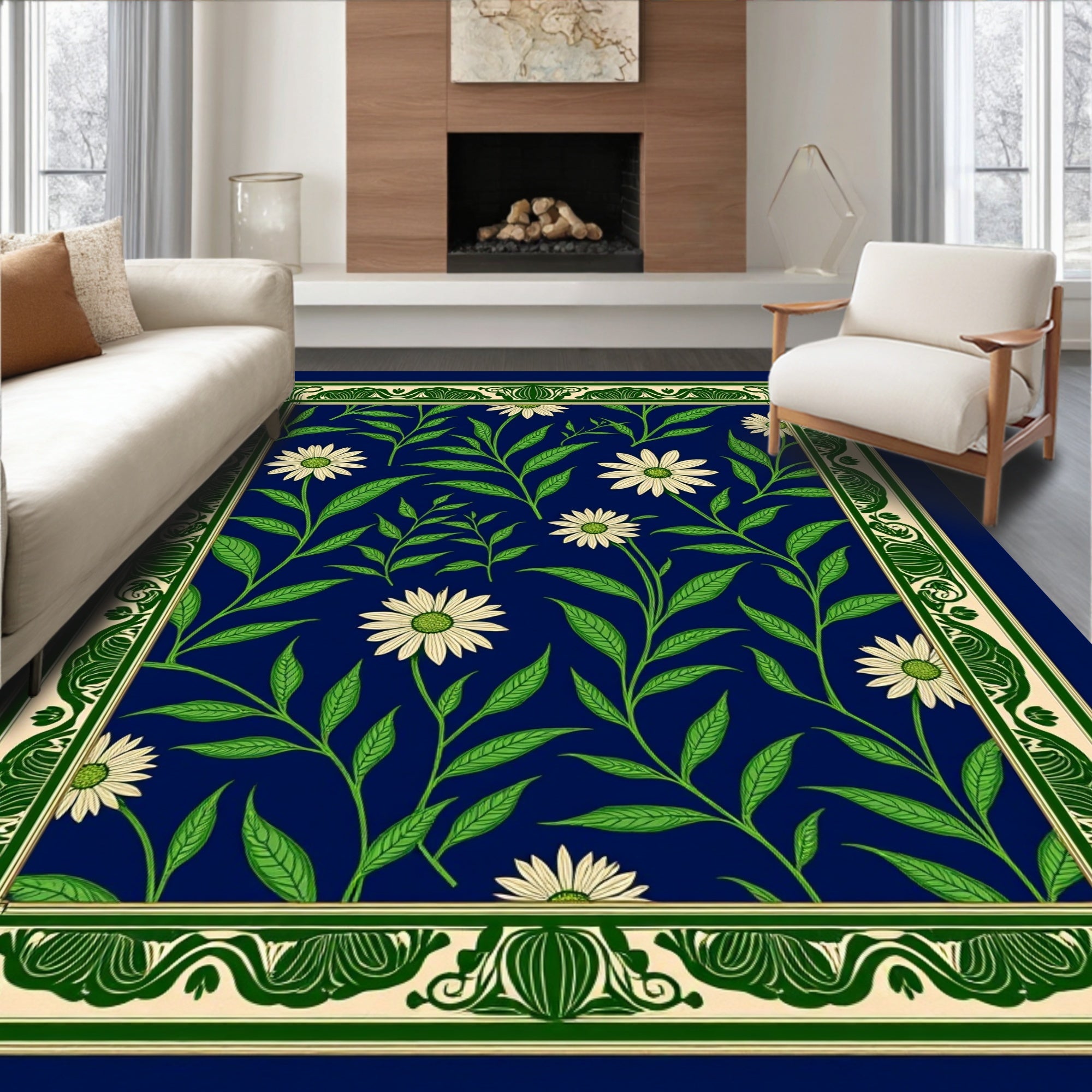 Art Nouveau Floral Vine Pattern Rug