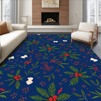 Festive Holly Berry Floral Pattern Rug