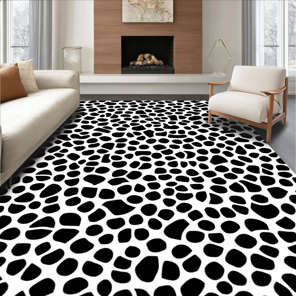 Abstract Black White Organic Pattern Rug