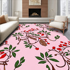 Pink Floral Berry Vine Rug