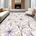 Floral Vine Outline Cream Rug