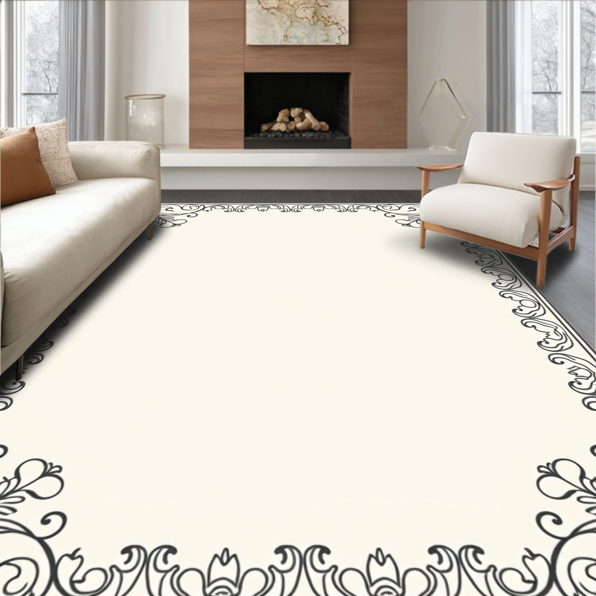 Classic Ornamental Flourish Design Rug
